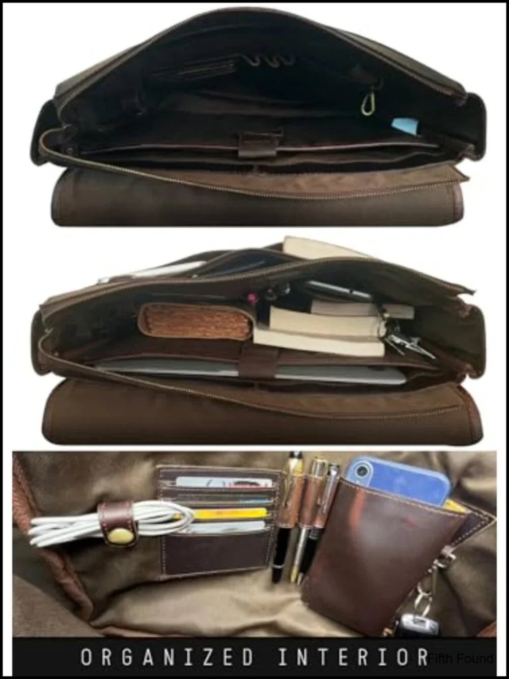 Full Grain Buffalo Leather Messenger Bag for Men